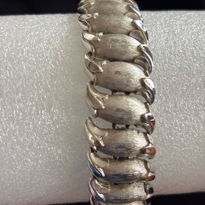 RARE Vintage Signed Crown Trifari Silver Bracelet